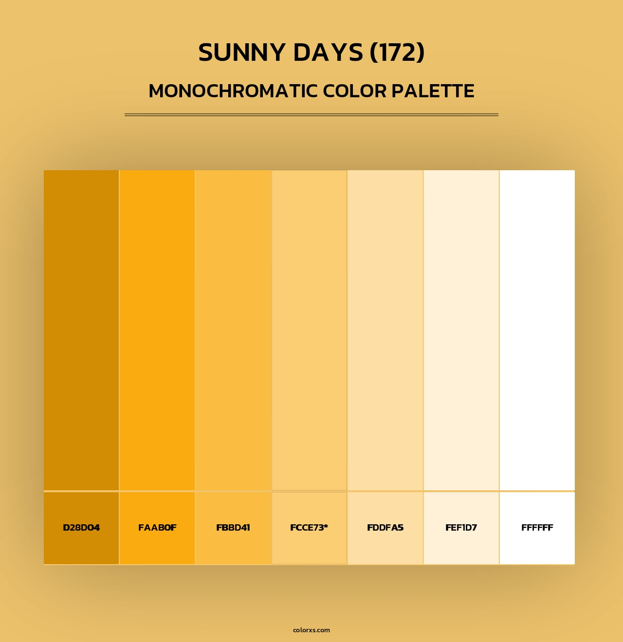 Sunny Days (172) - Monochromatic Color Palette