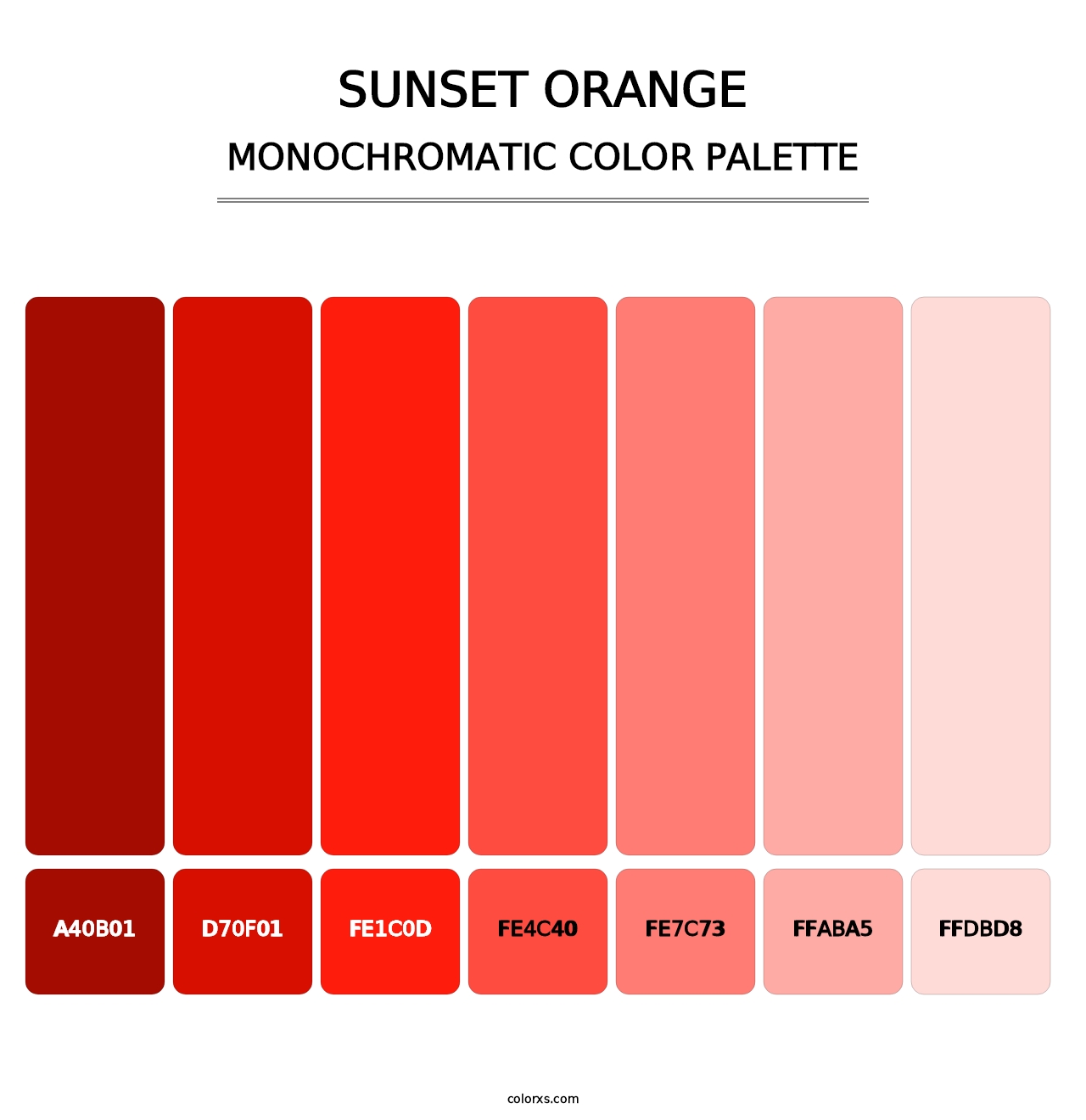 Sunset Orange - Monochromatic Color Palette