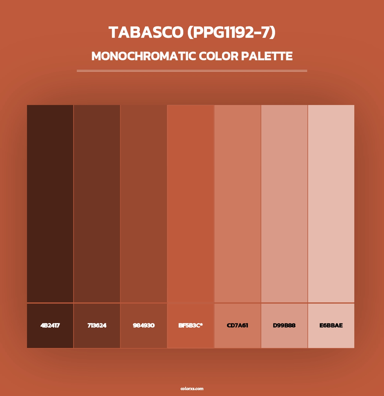 Tabasco (PPG1192-7) - Monochromatic Color Palette