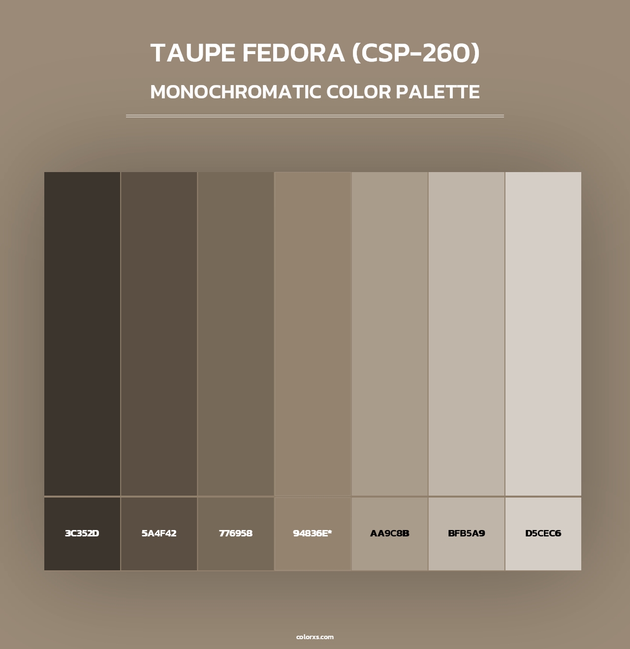 Taupe Fedora (CSP-260) - Monochromatic Color Palette