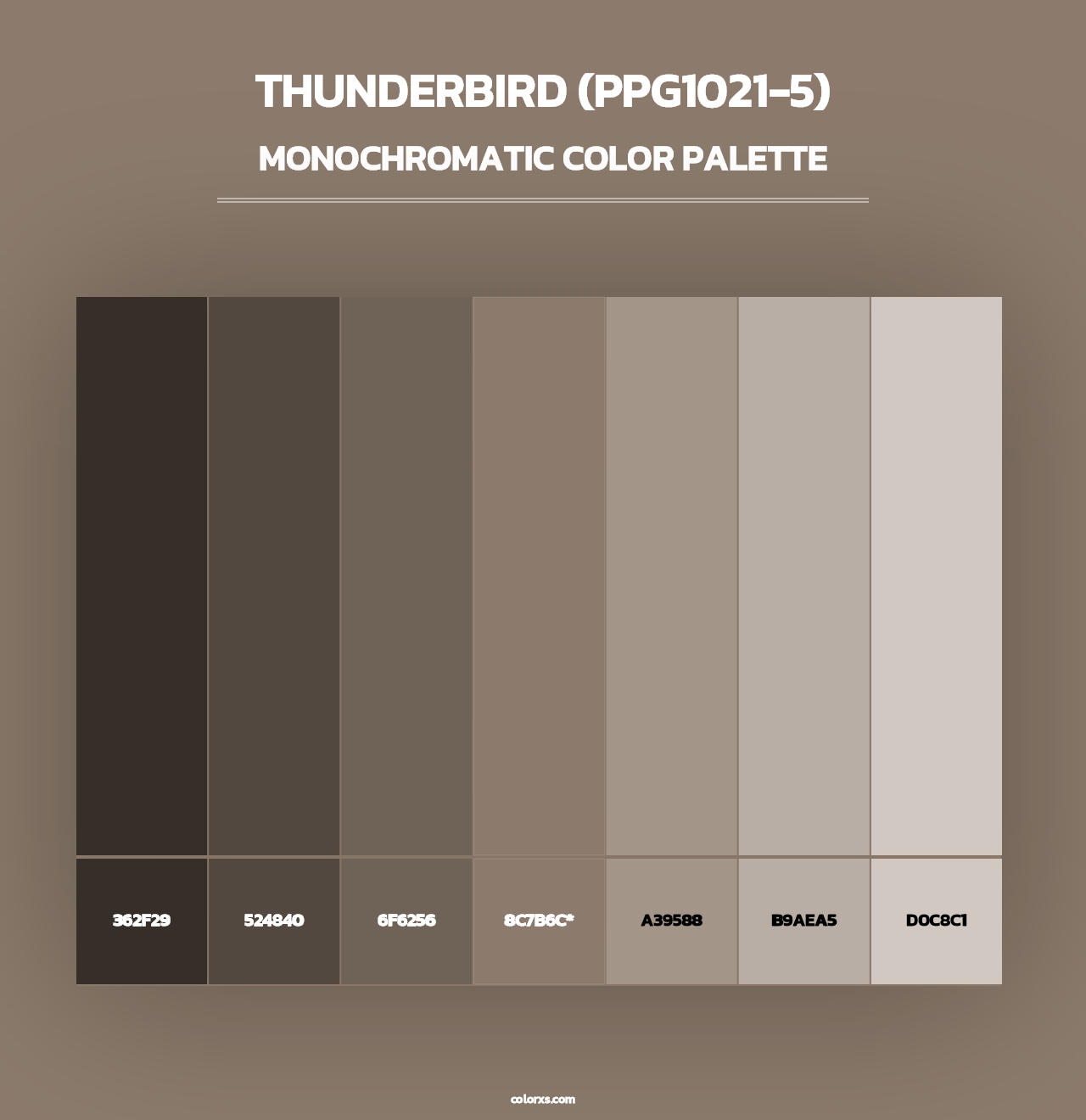 Thunderbird (PPG1021-5) - Monochromatic Color Palette