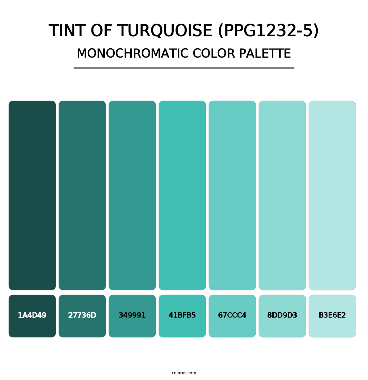 Tint Of Turquoise (PPG1232-5) - Monochromatic Color Palette
