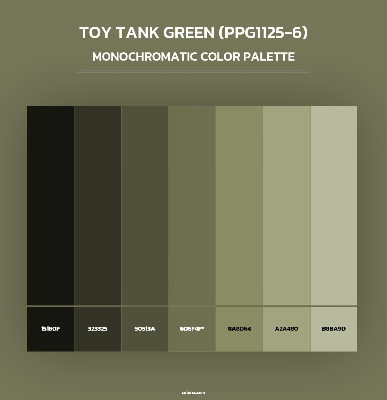 Toy Tank Green (PPG1125-6) - Monochromatic Color Palette