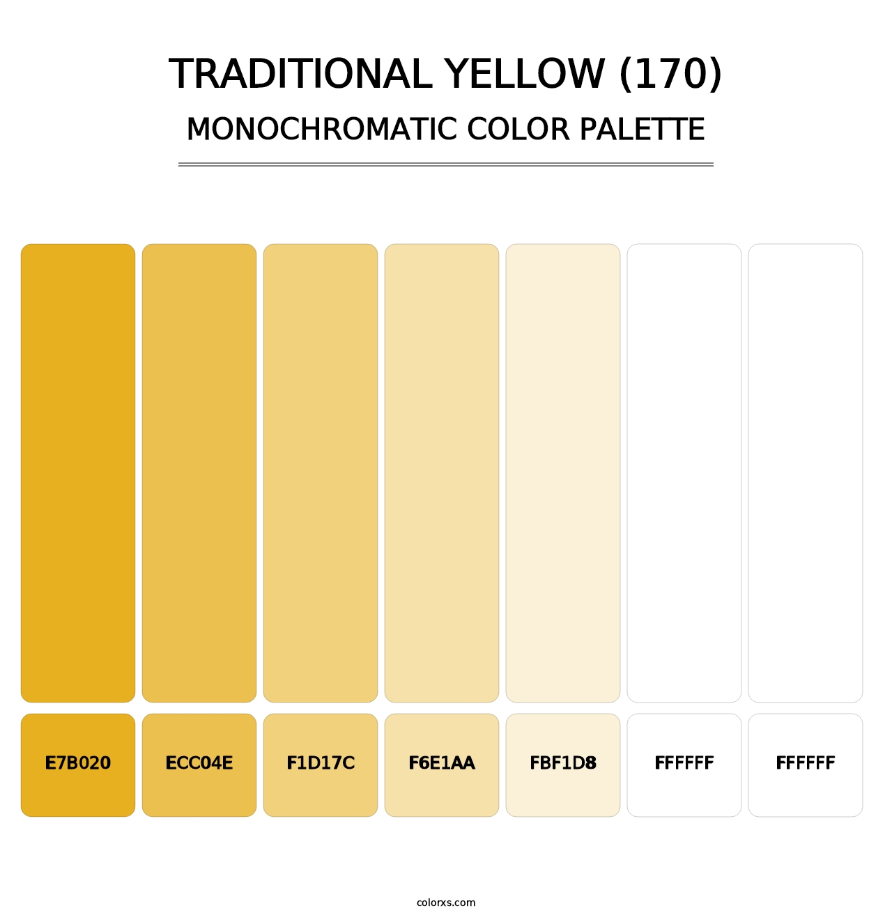 Traditional Yellow (170) - Monochromatic Color Palette