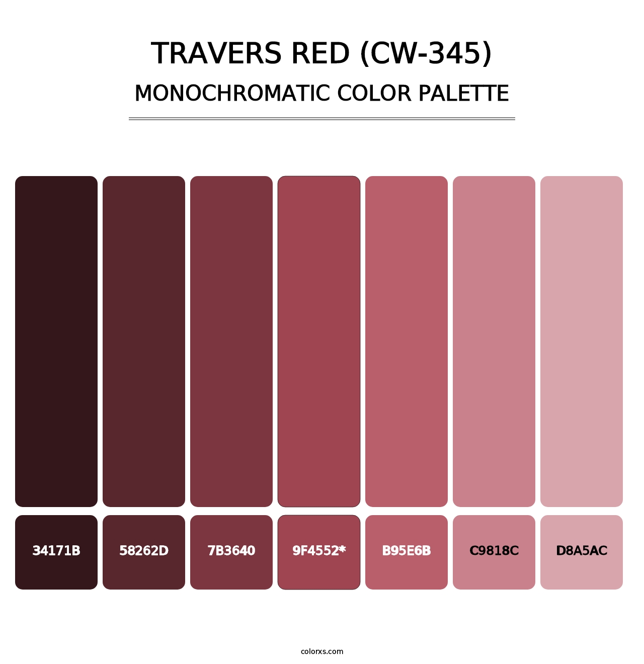 Travers Red (CW-345) - Monochromatic Color Palette