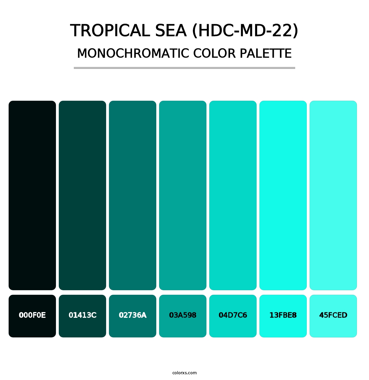 Tropical Sea (HDC-MD-22) - Monochromatic Color Palette