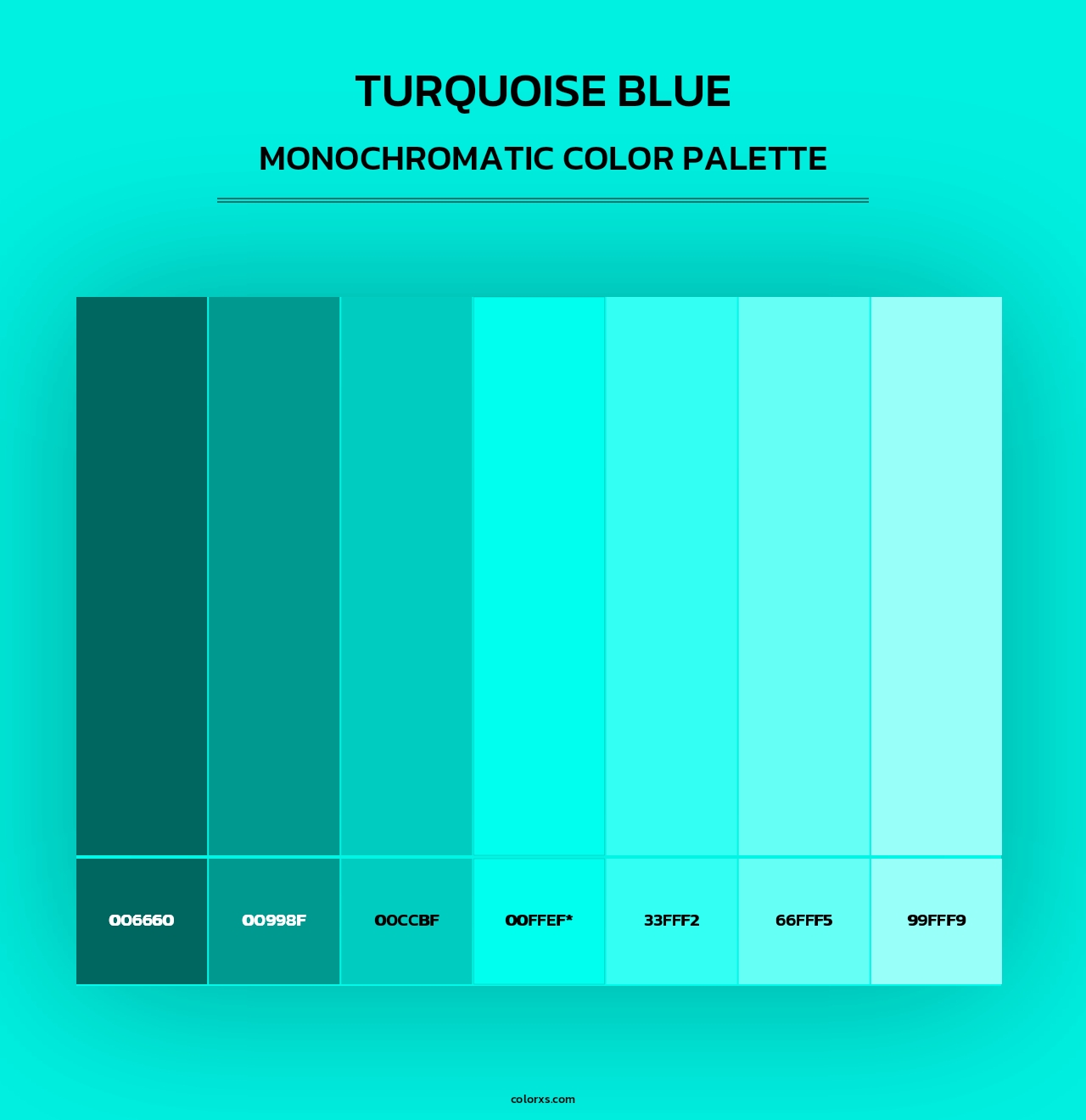 Turquoise Blue - Monochromatic Color Palette