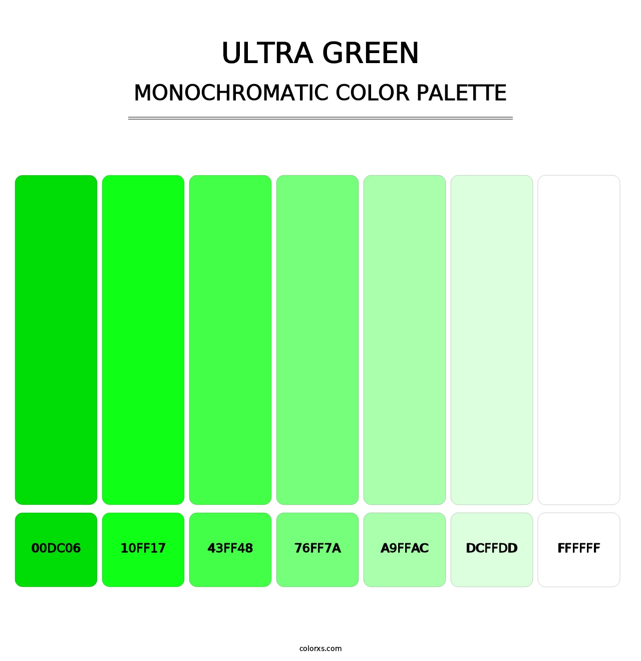 Ultra Green - Monochromatic Color Palette