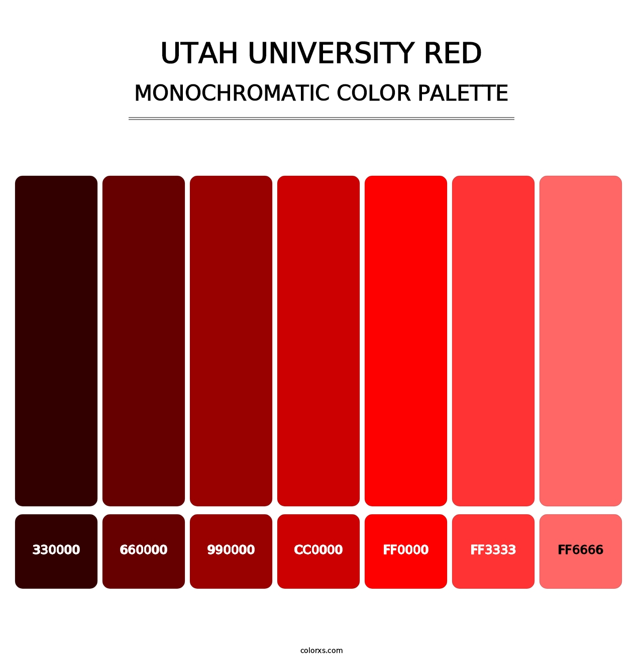 Utah University Red - Monochromatic Color Palette