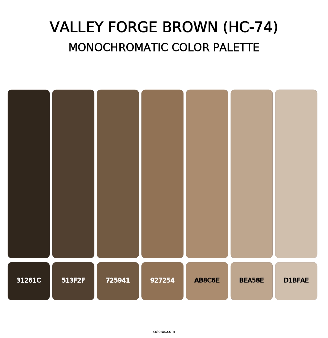 Valley Forge Brown (HC-74) - Monochromatic Color Palette