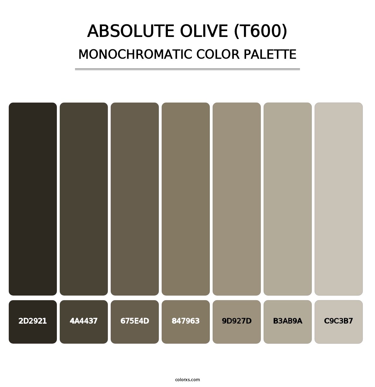 Absolute Olive (T600) - Monochromatic Color Palette