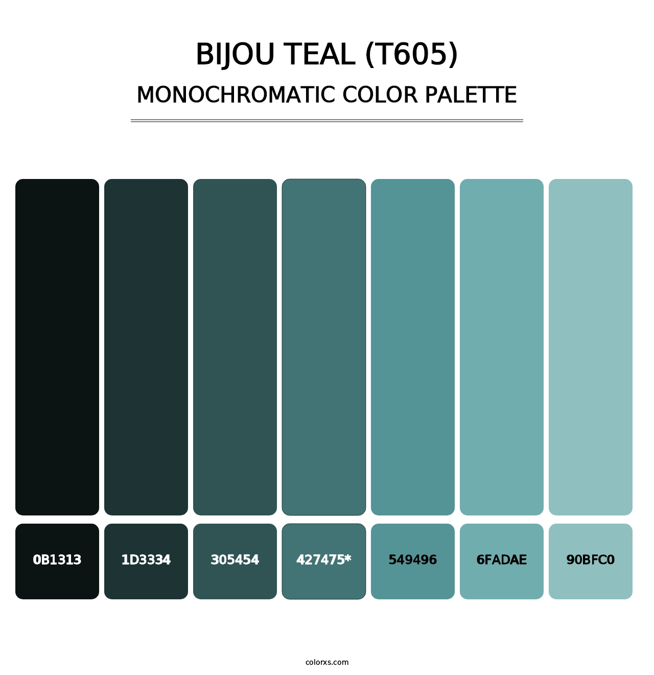 Bijou Teal (T605) - Monochromatic Color Palette