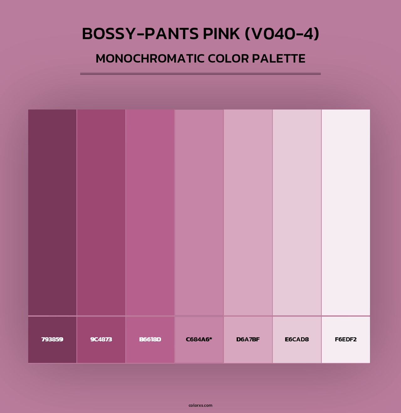 Bossy-Pants Pink (V040-4) - Monochromatic Color Palette