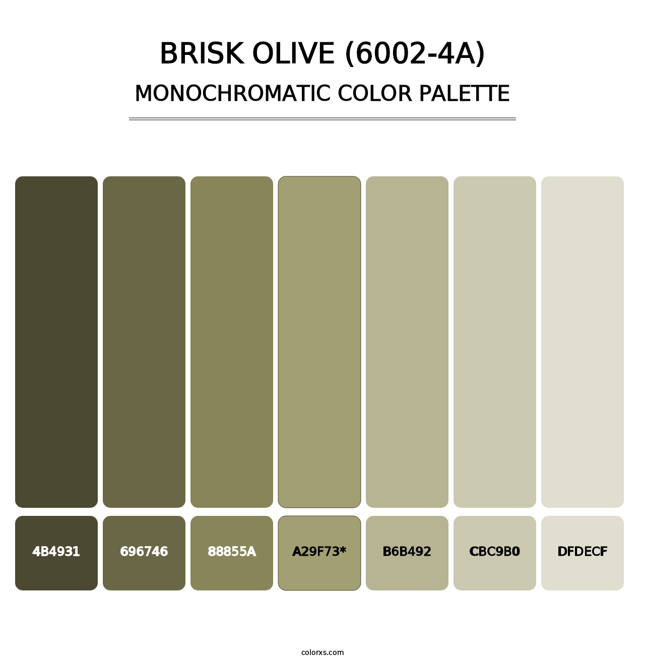 Brisk Olive (6002-4A) - Monochromatic Color Palette