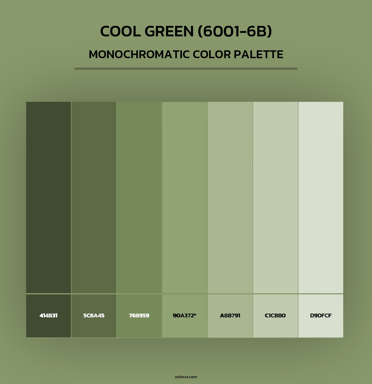 Cool Green (6001-6B) - Monochromatic Color Palette