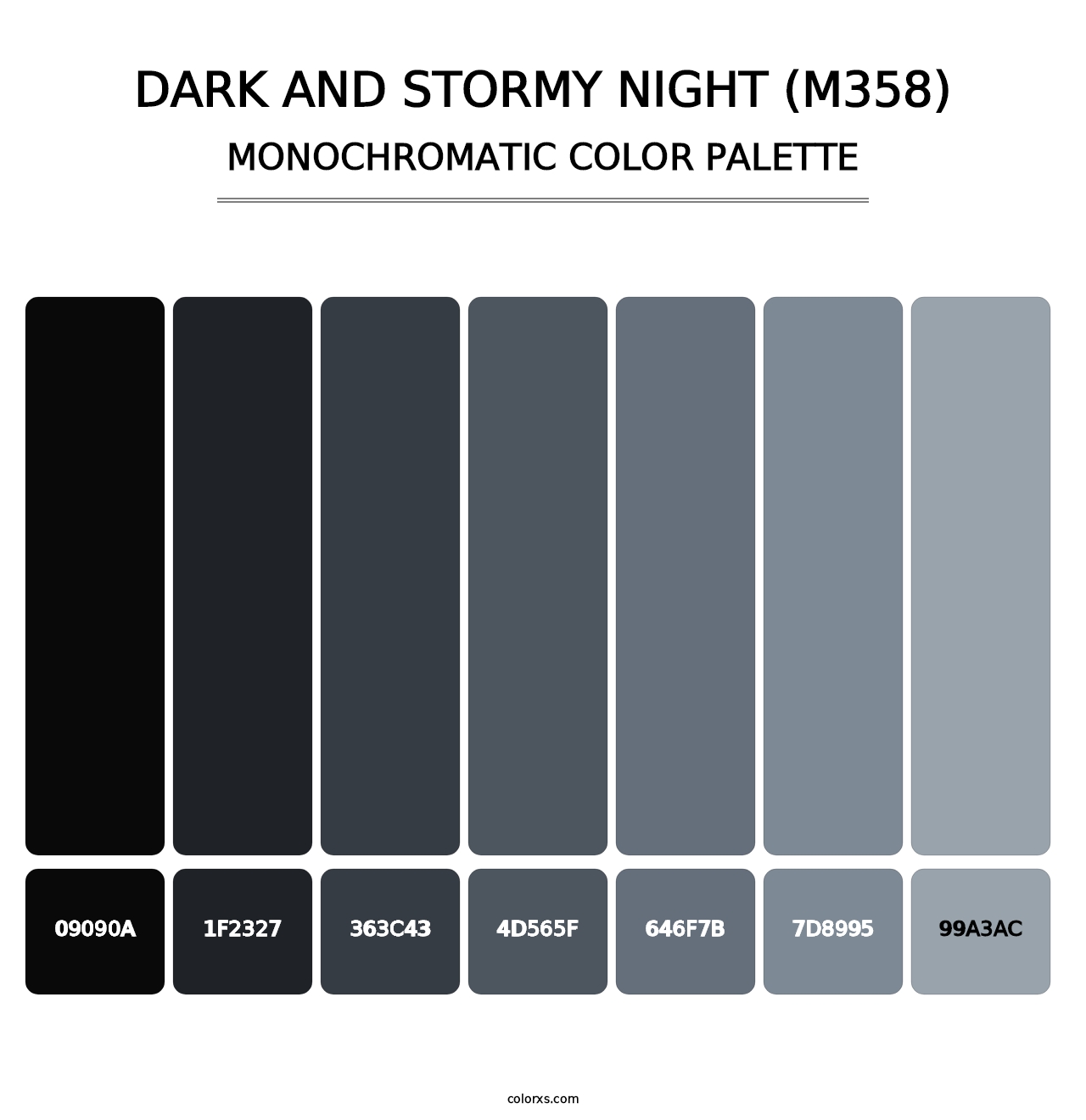 Dark and Stormy Night (M358) - Monochromatic Color Palette