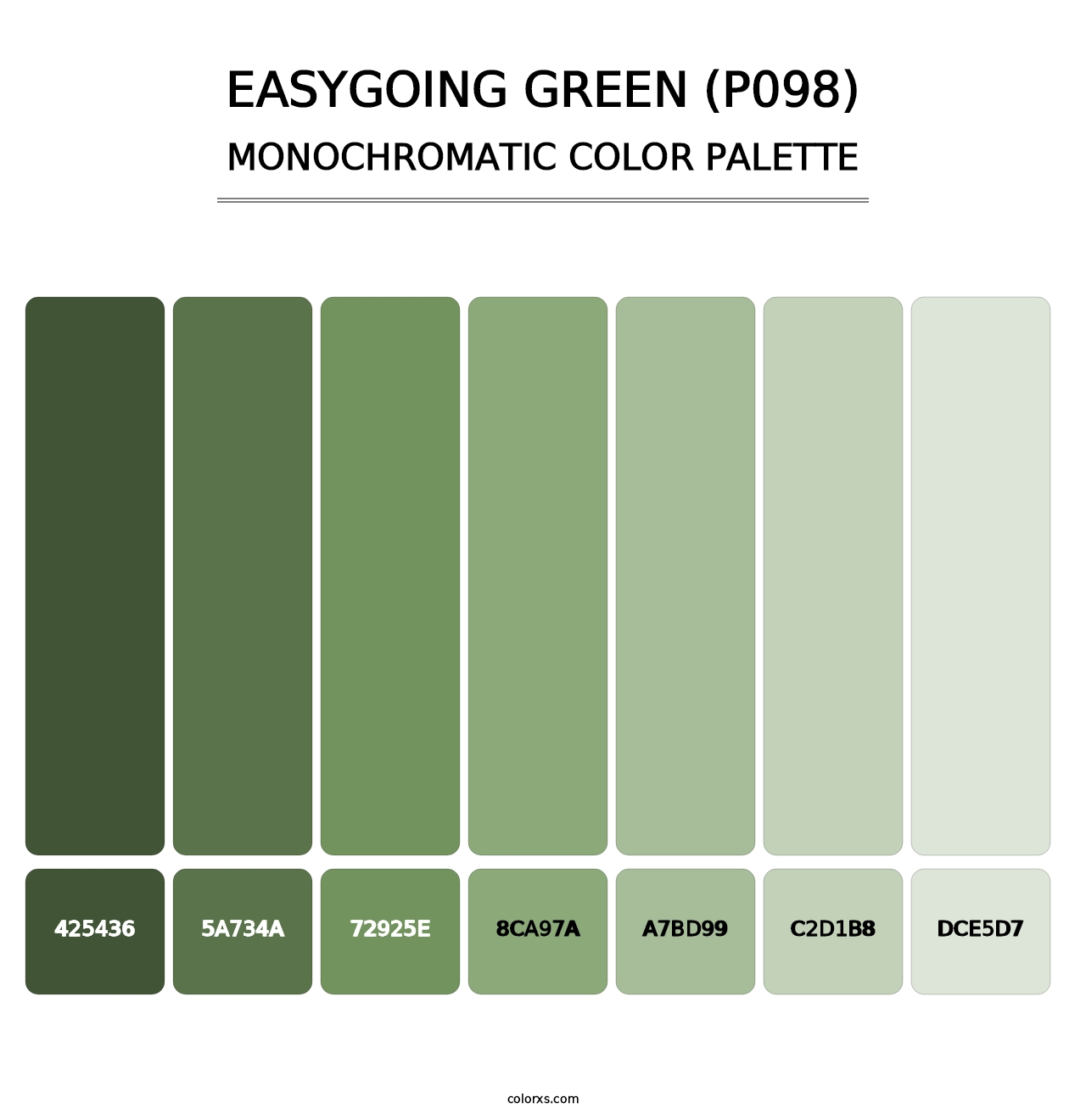 Easygoing Green (P098) - Monochromatic Color Palette