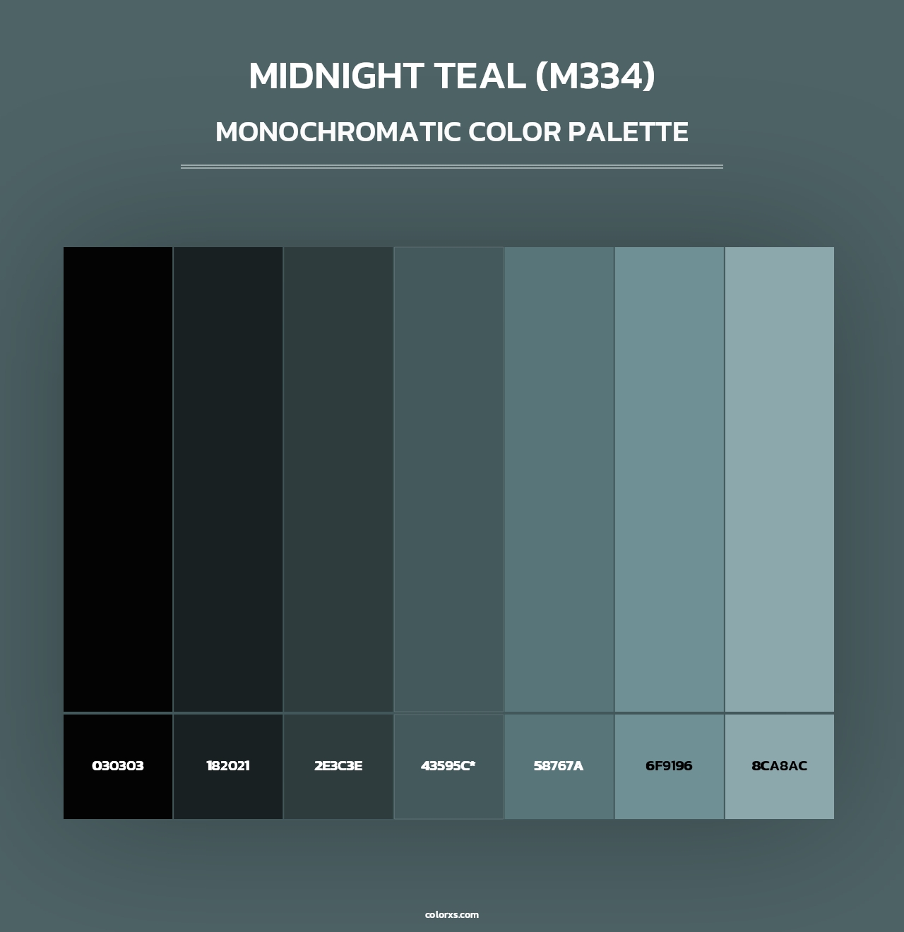Midnight Teal (M334) - Monochromatic Color Palette