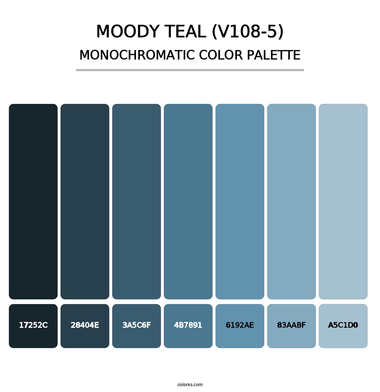 Moody Teal (V108-5) - Monochromatic Color Palette