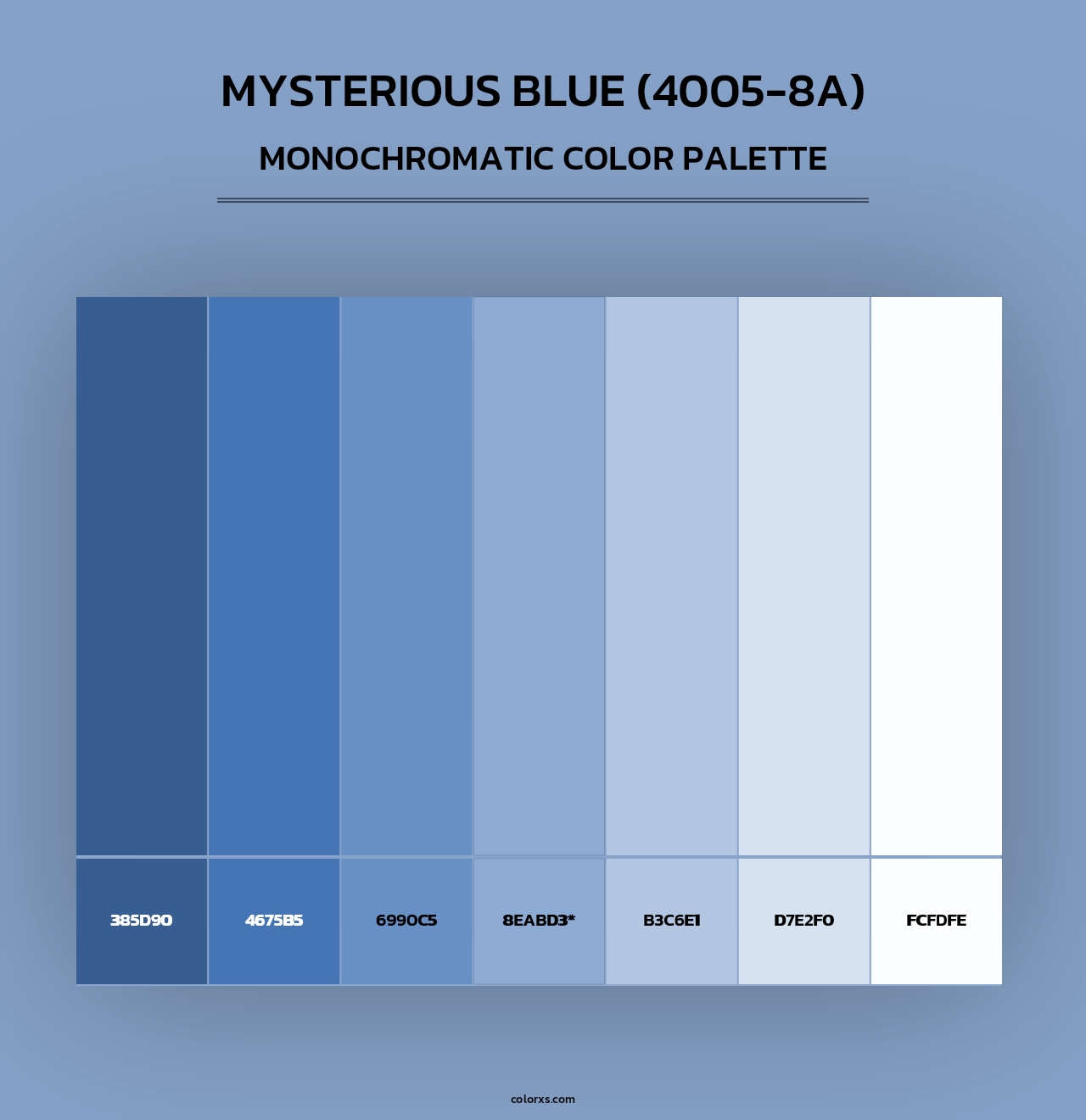 Mysterious Blue (4005-8A) - Monochromatic Color Palette