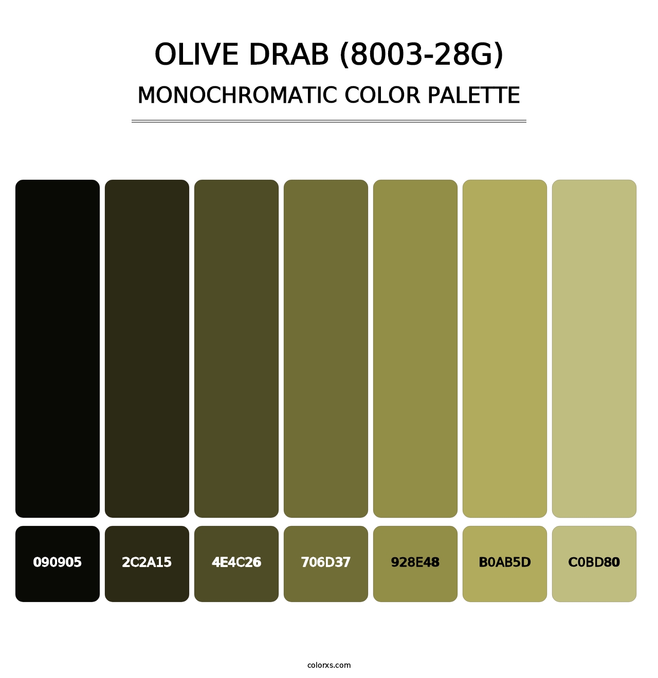 Olive Drab (8003-28G) - Monochromatic Color Palette