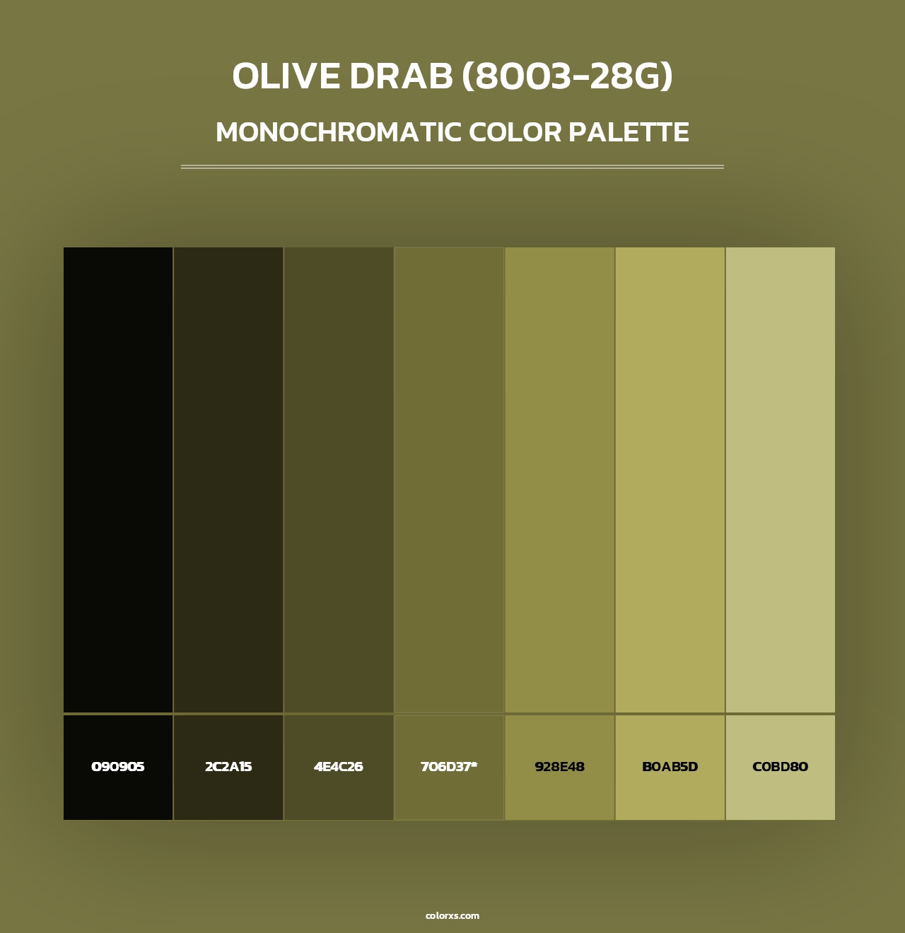 Olive Drab (8003-28G) - Monochromatic Color Palette