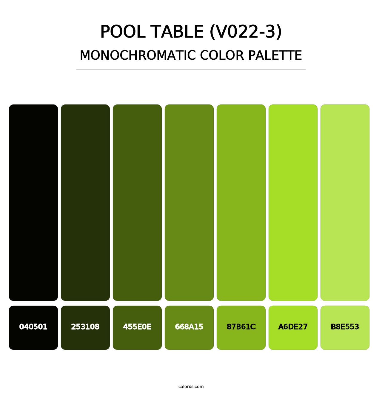 Pool Table (V022-3) - Monochromatic Color Palette