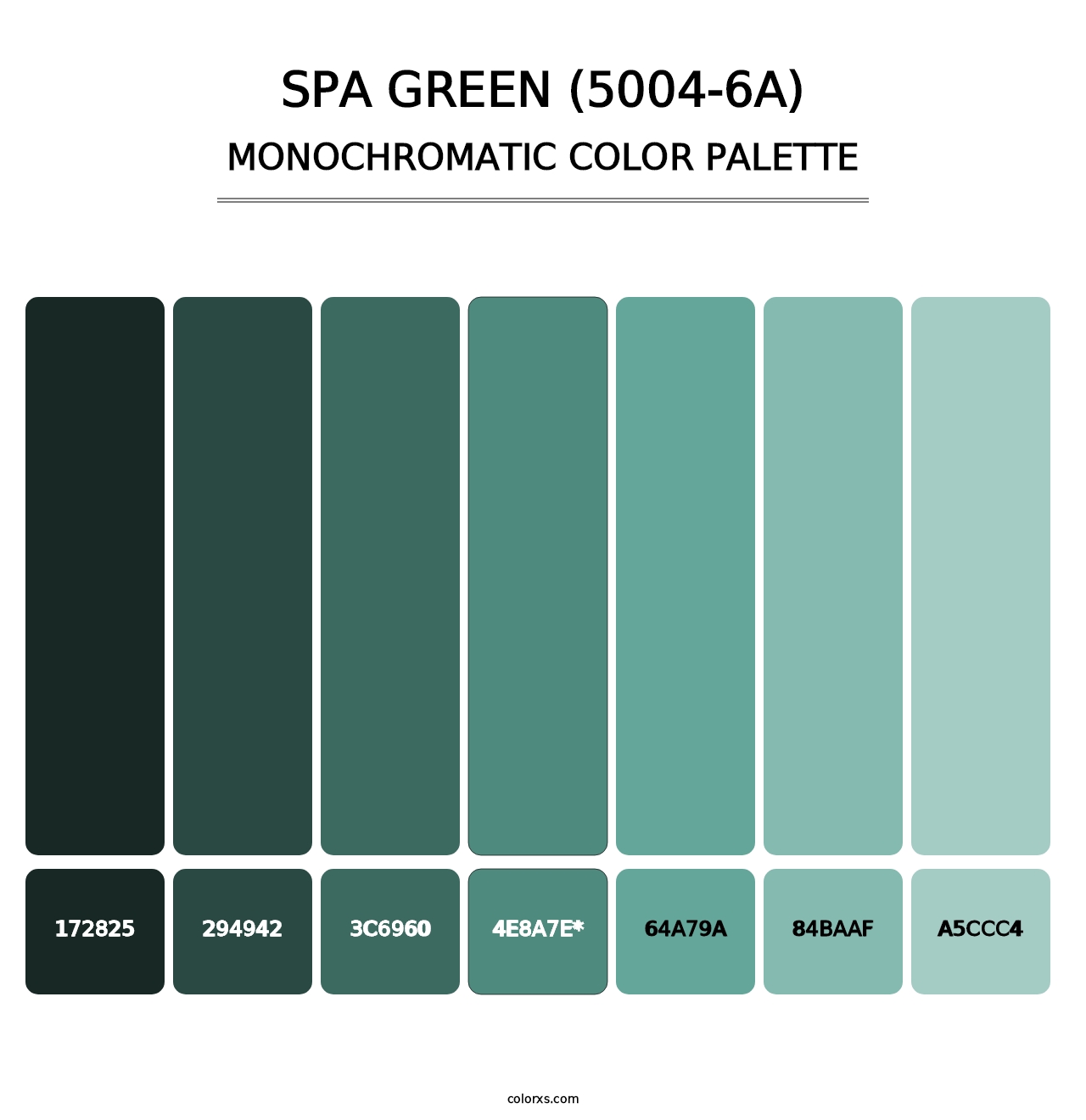 Spa Green (5004-6A) - Monochromatic Color Palette