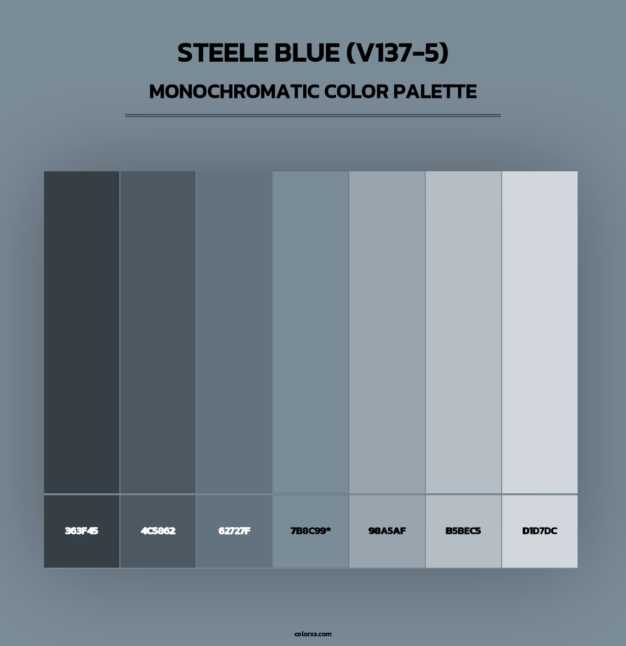 Steele Blue (V137-5) - Monochromatic Color Palette