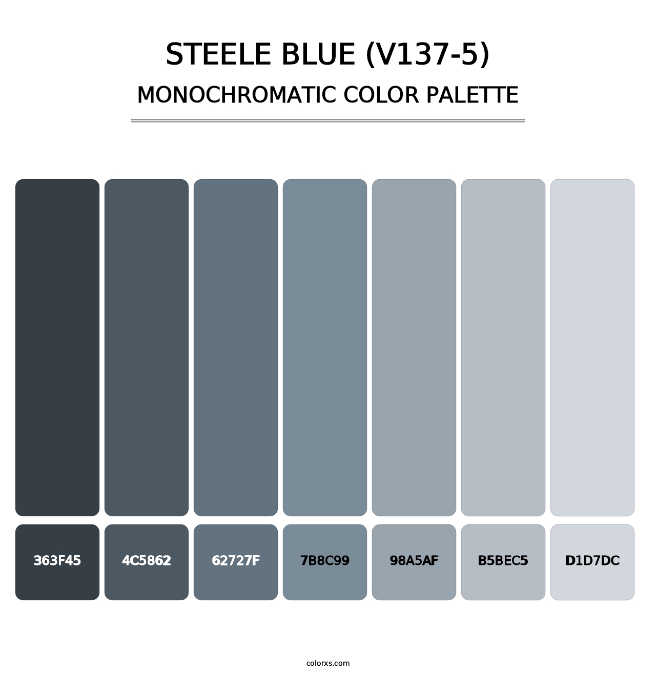 Steele Blue (V137-5) - Monochromatic Color Palette