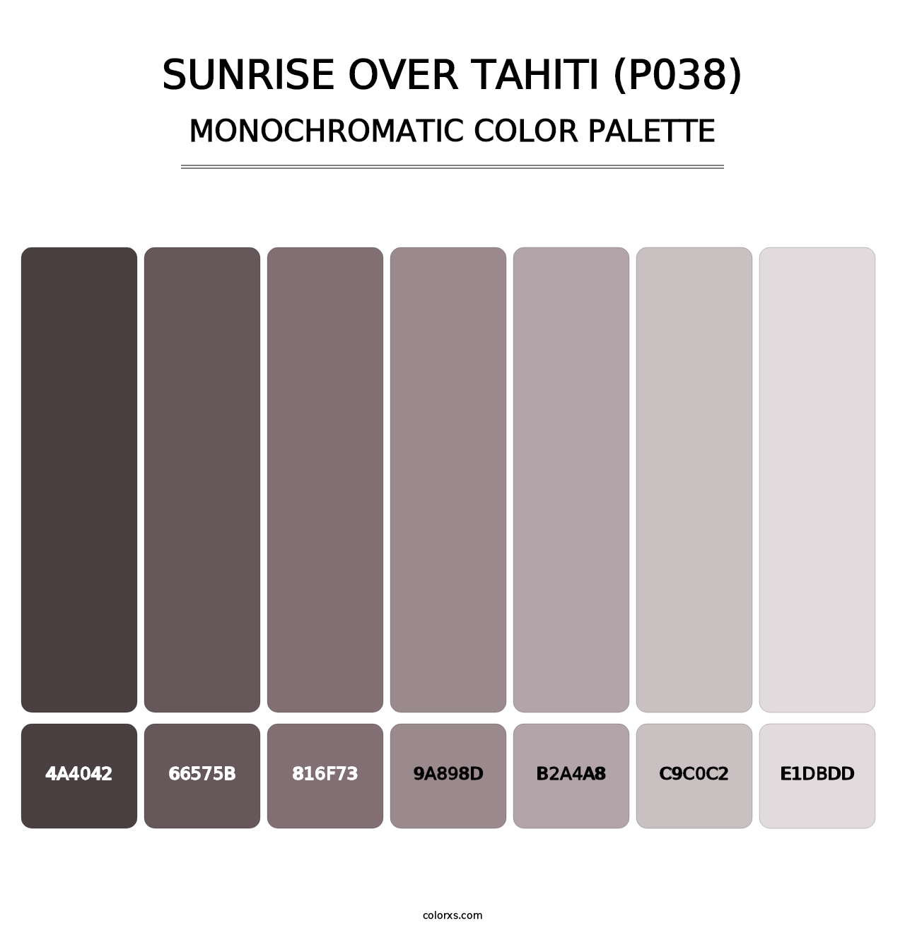 Sunrise Over Tahiti (P038) - Monochromatic Color Palette