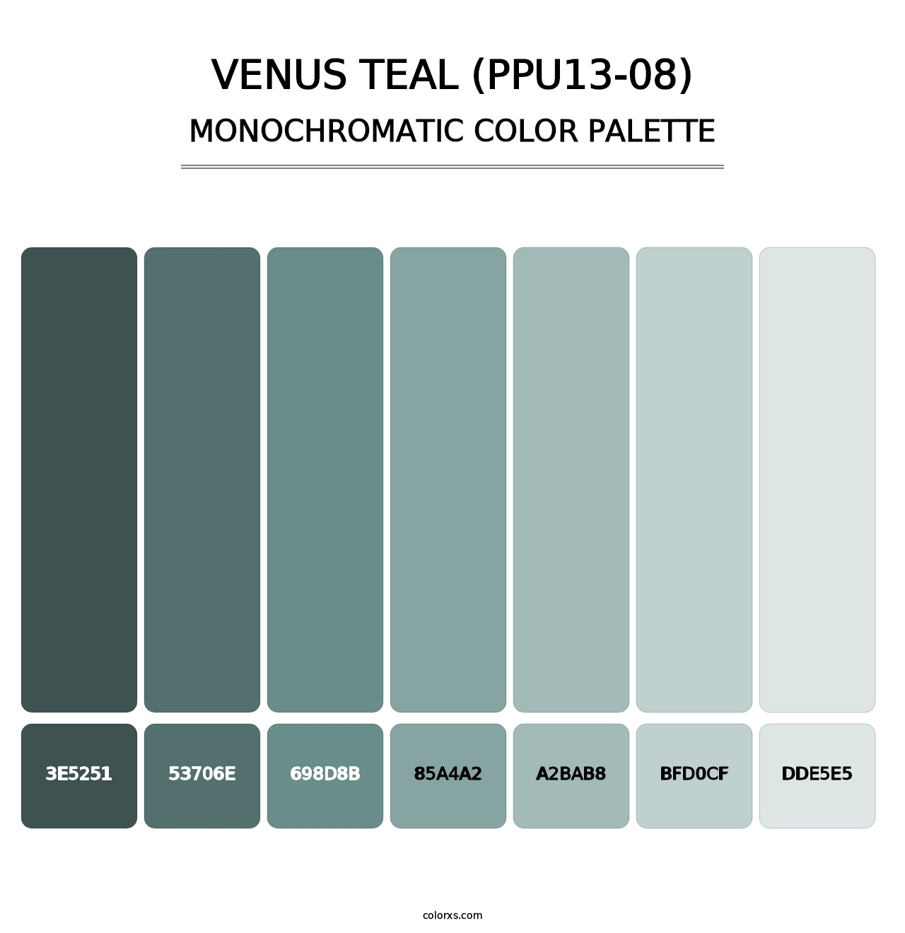 Venus Teal (PPU13-08) - Monochromatic Color Palette