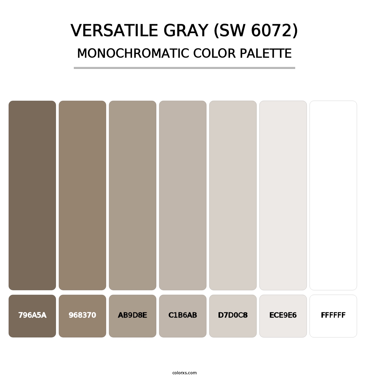 Versatile Gray (SW 6072) - Monochromatic Color Palette