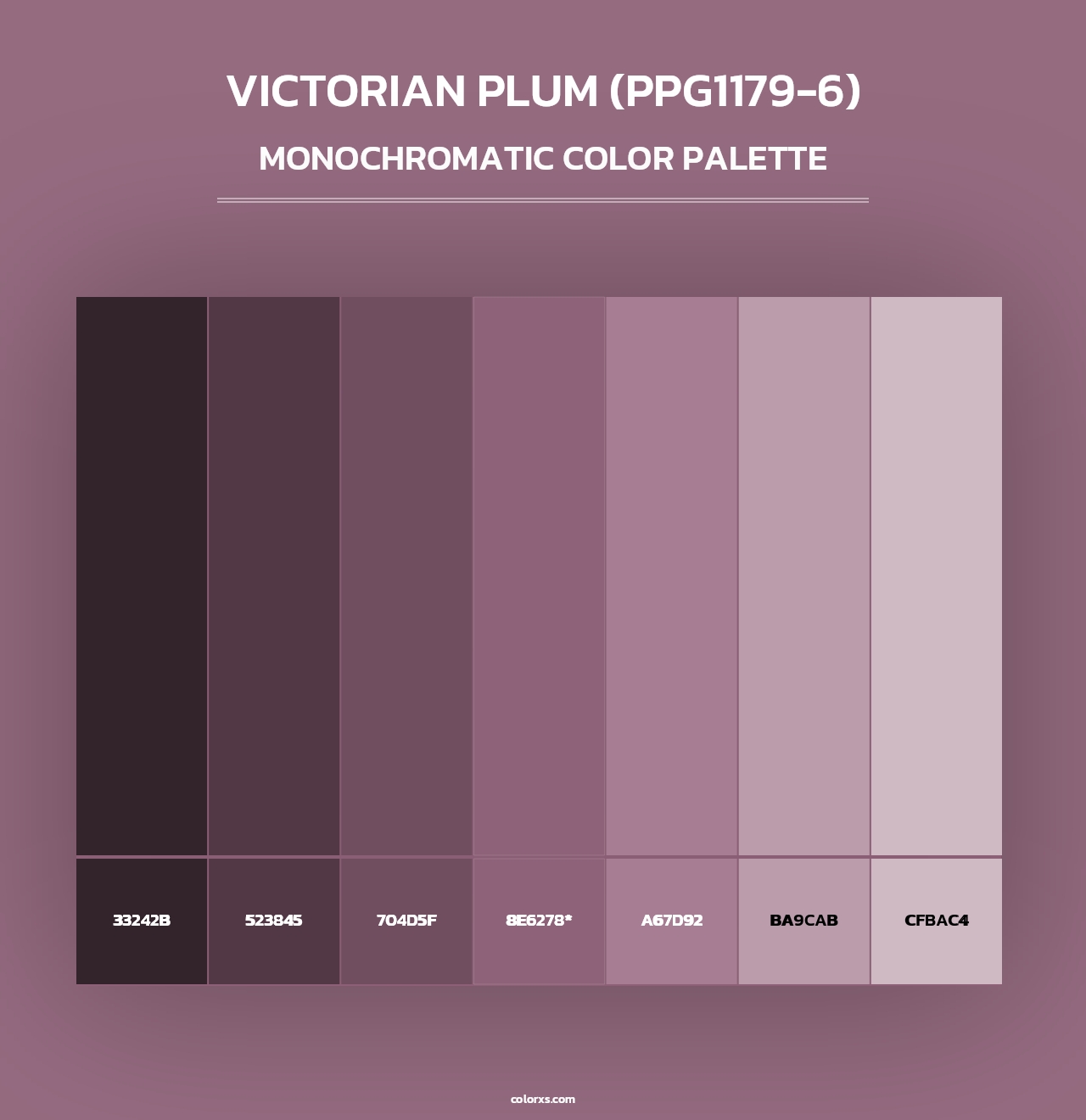 Victorian Plum (PPG1179-6) - Monochromatic Color Palette
