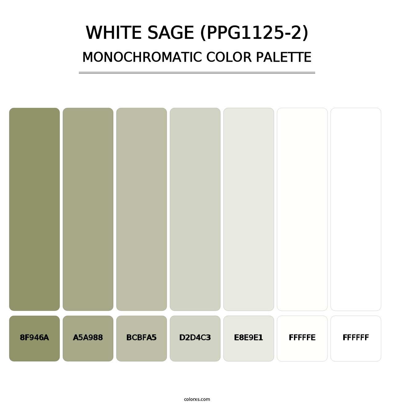 White Sage (PPG1125-2) - Monochromatic Color Palette