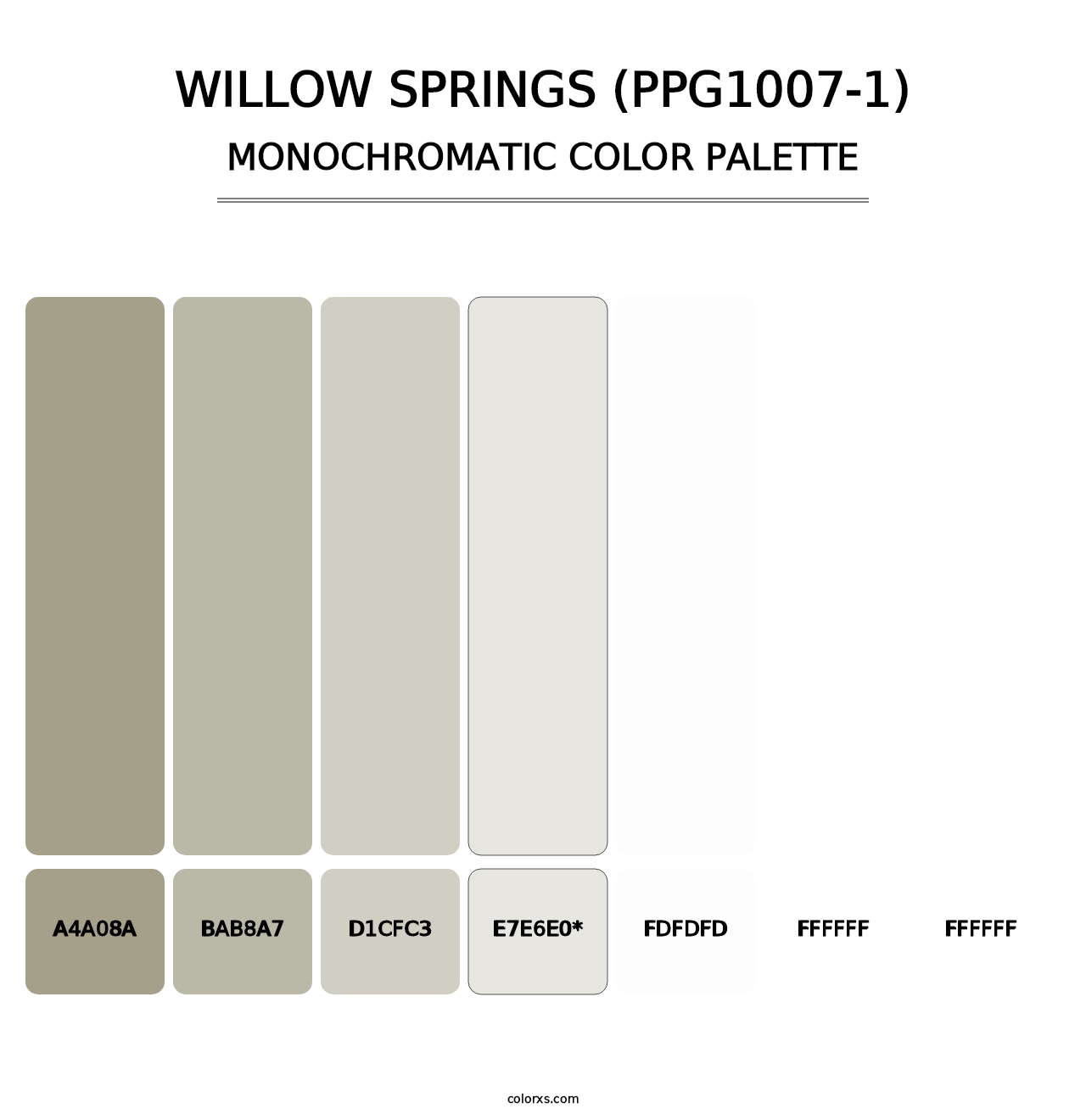 Willow Springs (PPG1007-1) - Monochromatic Color Palette