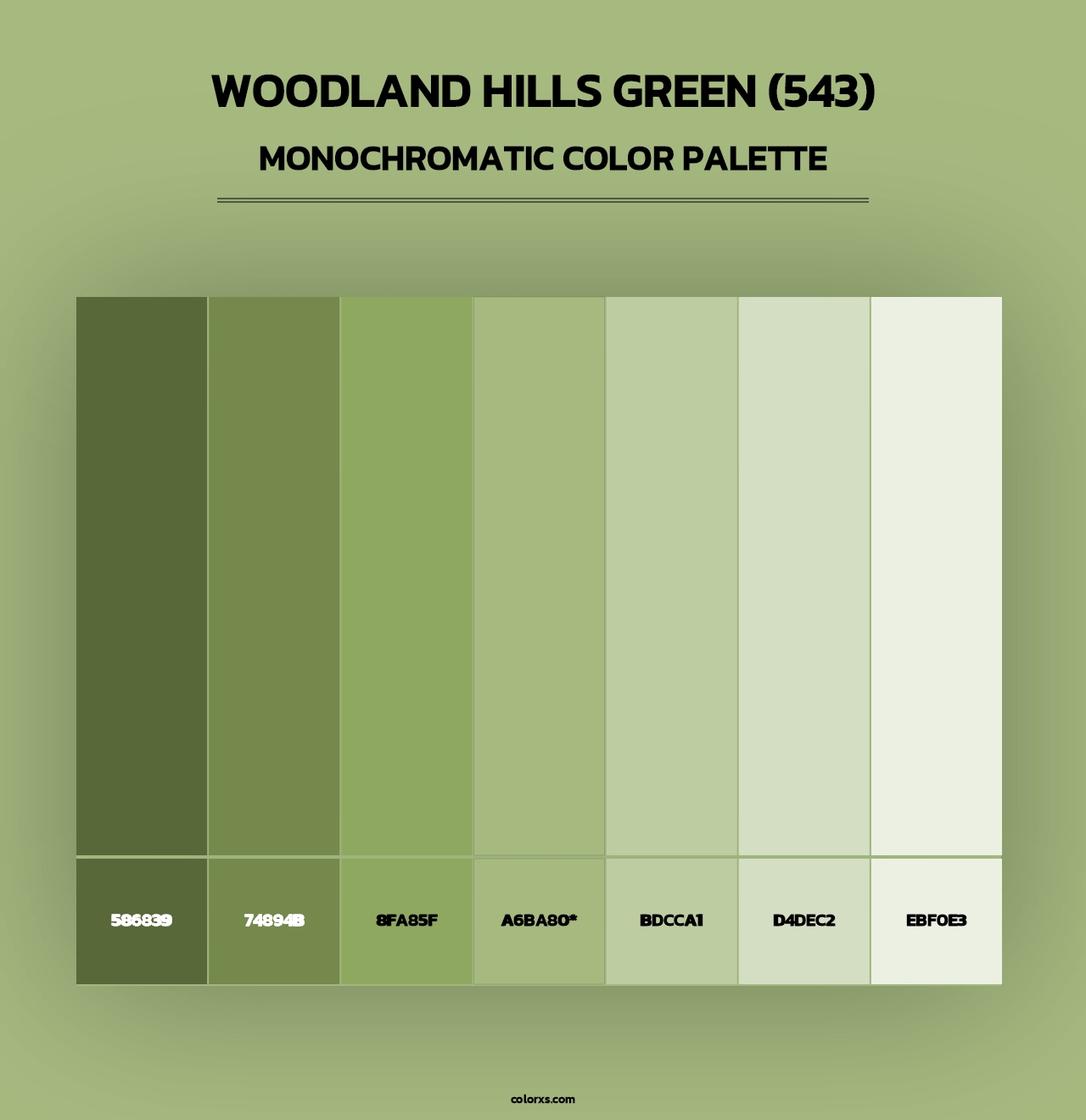 Woodland Hills Green (543) - Monochromatic Color Palette