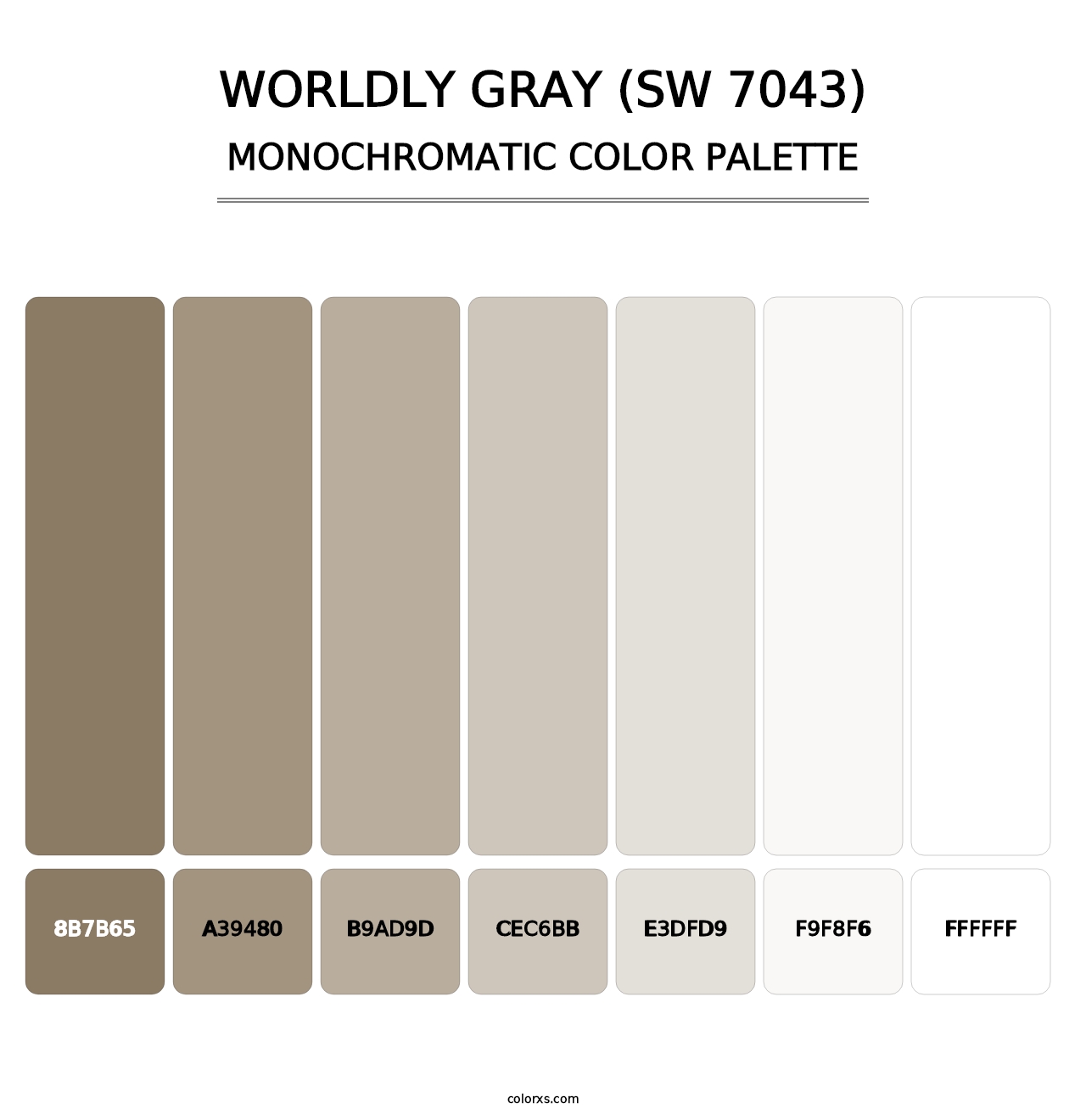 Worldly Gray (SW 7043) - Monochromatic Color Palette