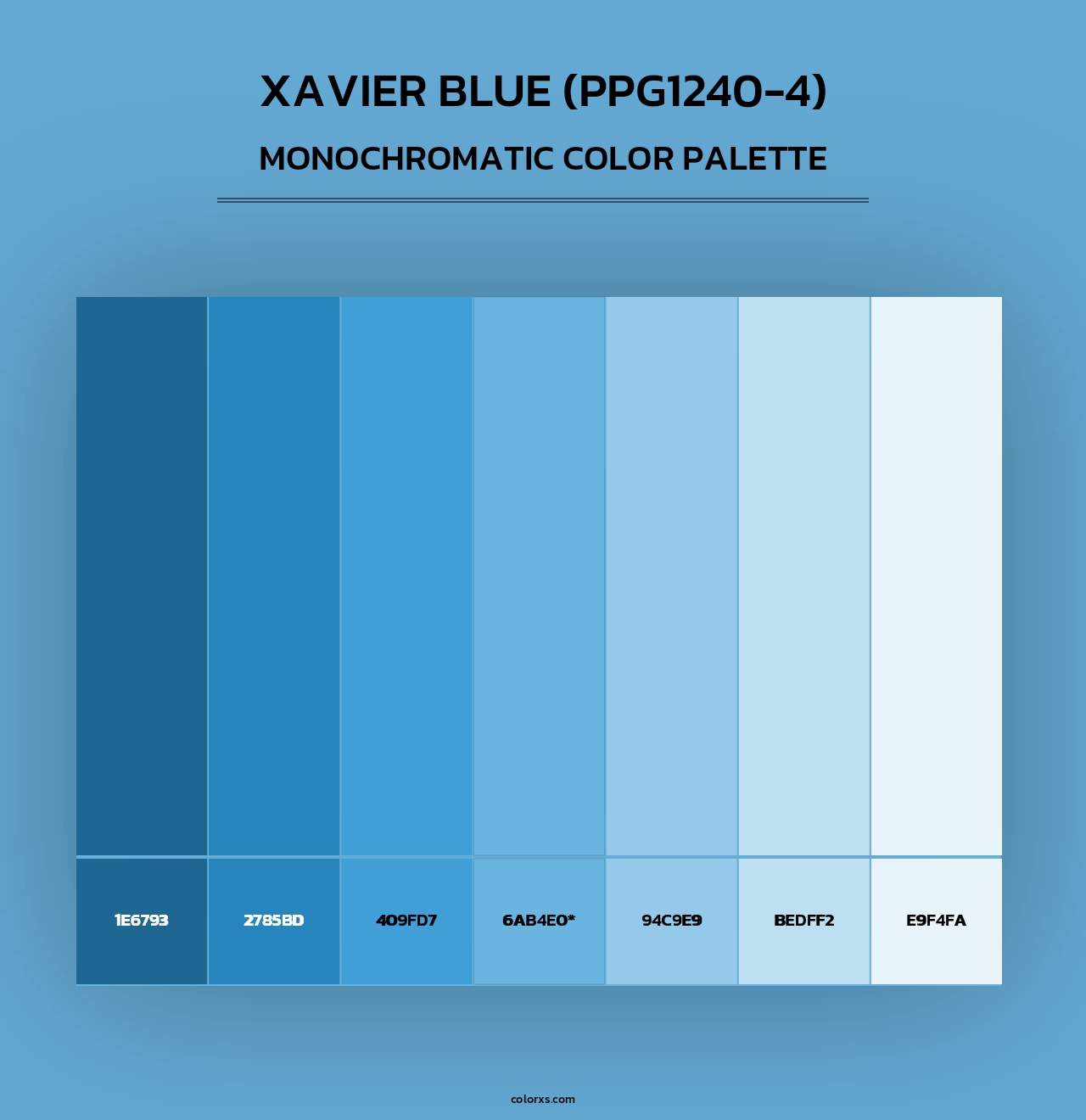 Xavier Blue (PPG1240-4) - Monochromatic Color Palette