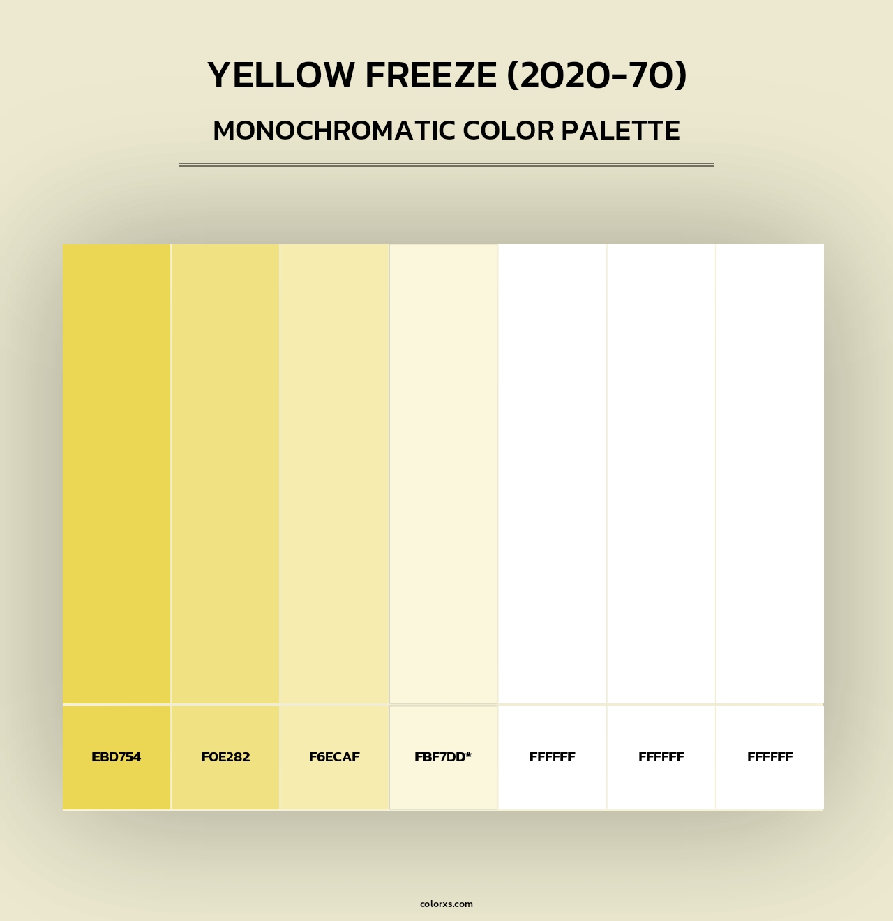 Yellow Freeze (2020-70) - Monochromatic Color Palette
