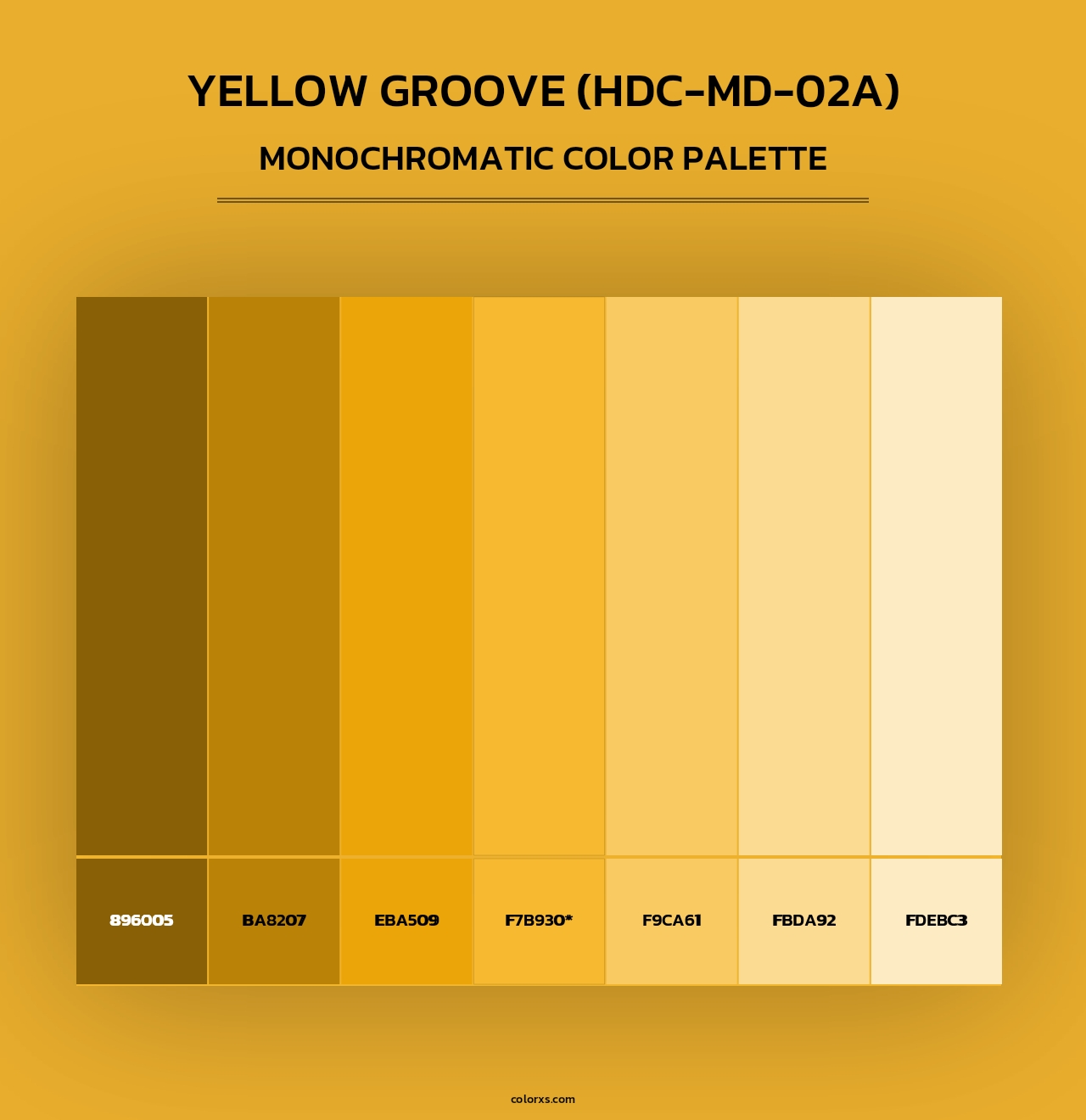 Yellow Groove (HDC-MD-02A) - Monochromatic Color Palette
