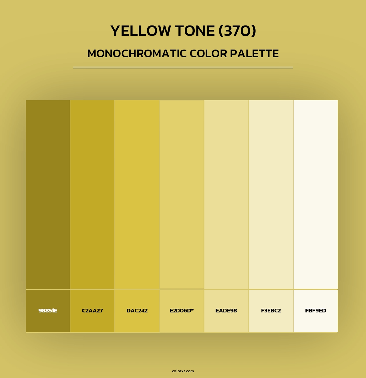 Yellow Tone (370) - Monochromatic Color Palette