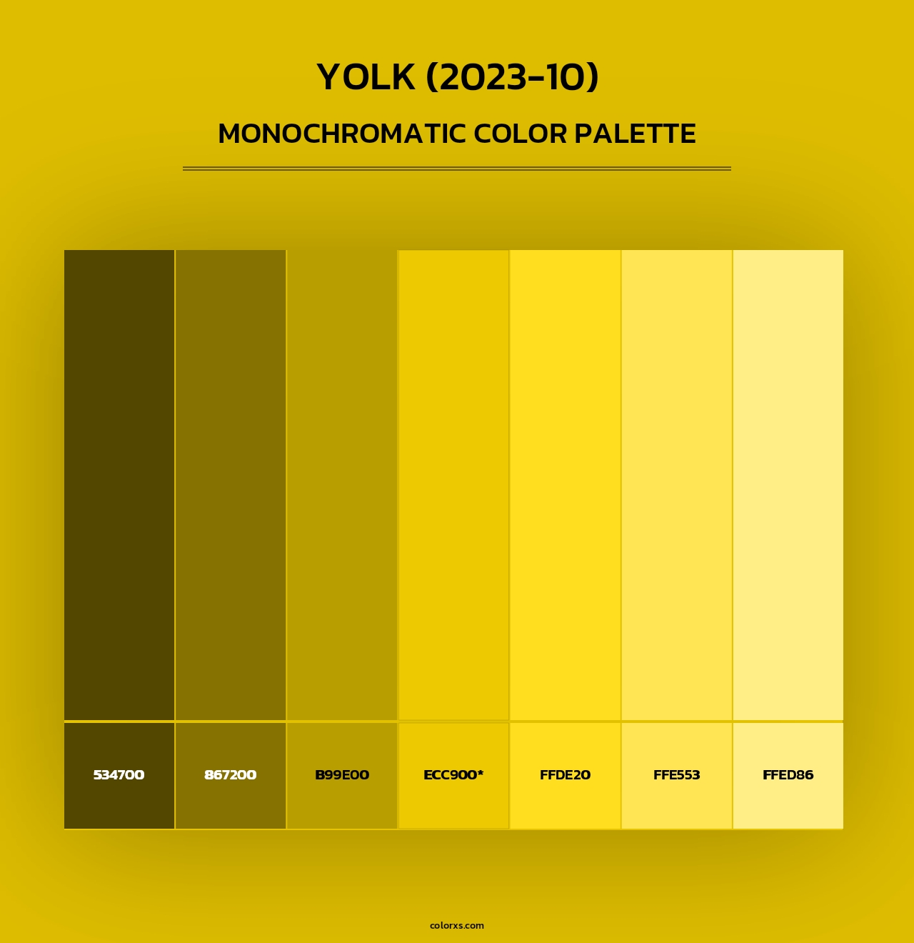 Yolk (2023-10) - Monochromatic Color Palette
