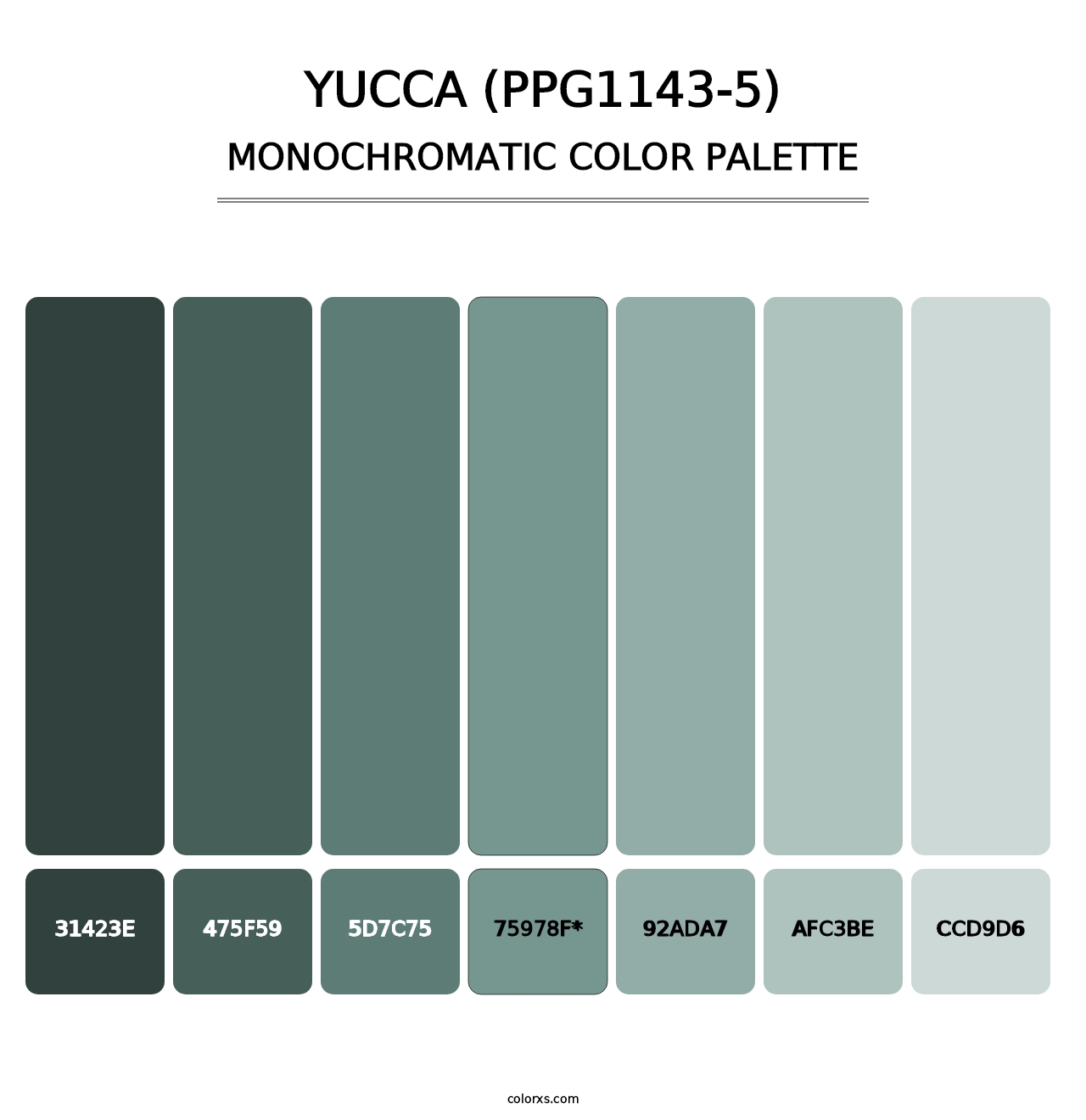 Yucca (PPG1143-5) - Monochromatic Color Palette