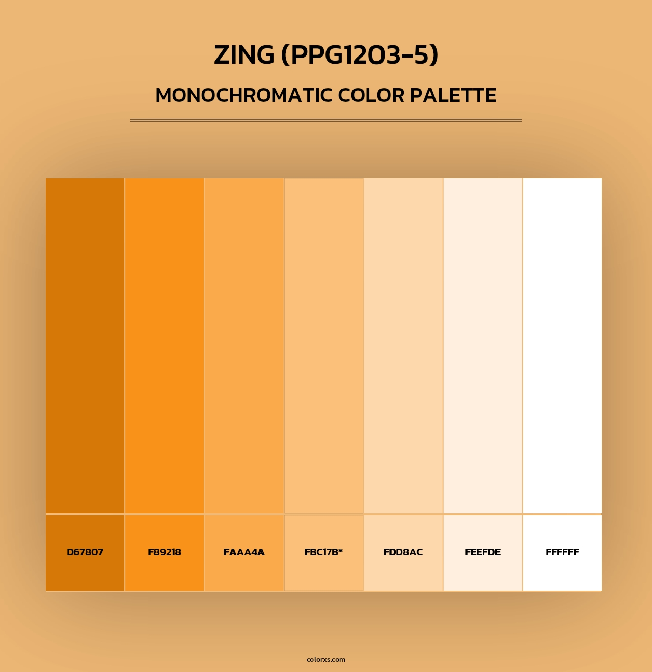 Zing (PPG1203-5) - Monochromatic Color Palette