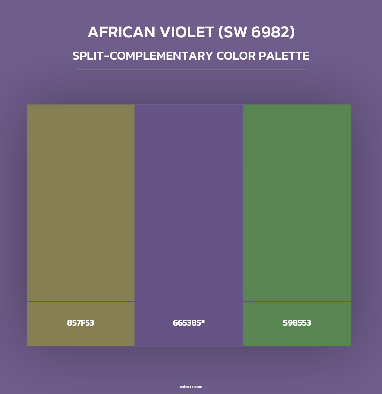 African Violet (SW 6982) - Split-Complementary Color Palette