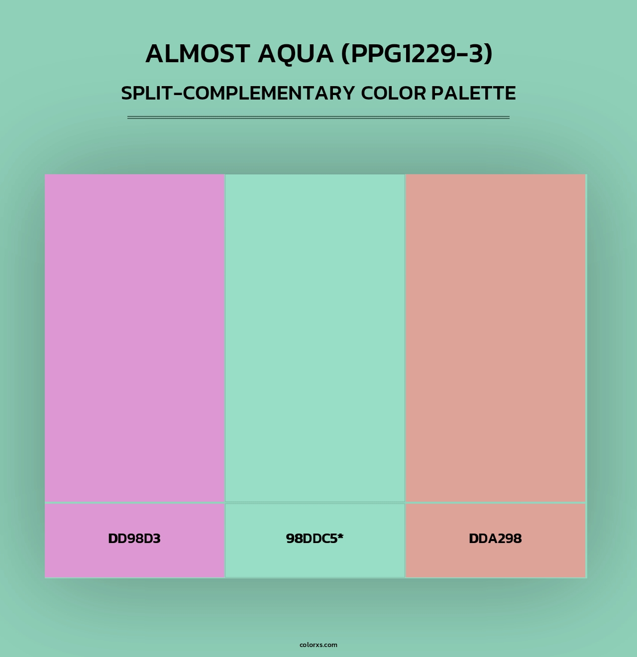Almost Aqua (PPG1229-3) - Split-Complementary Color Palette