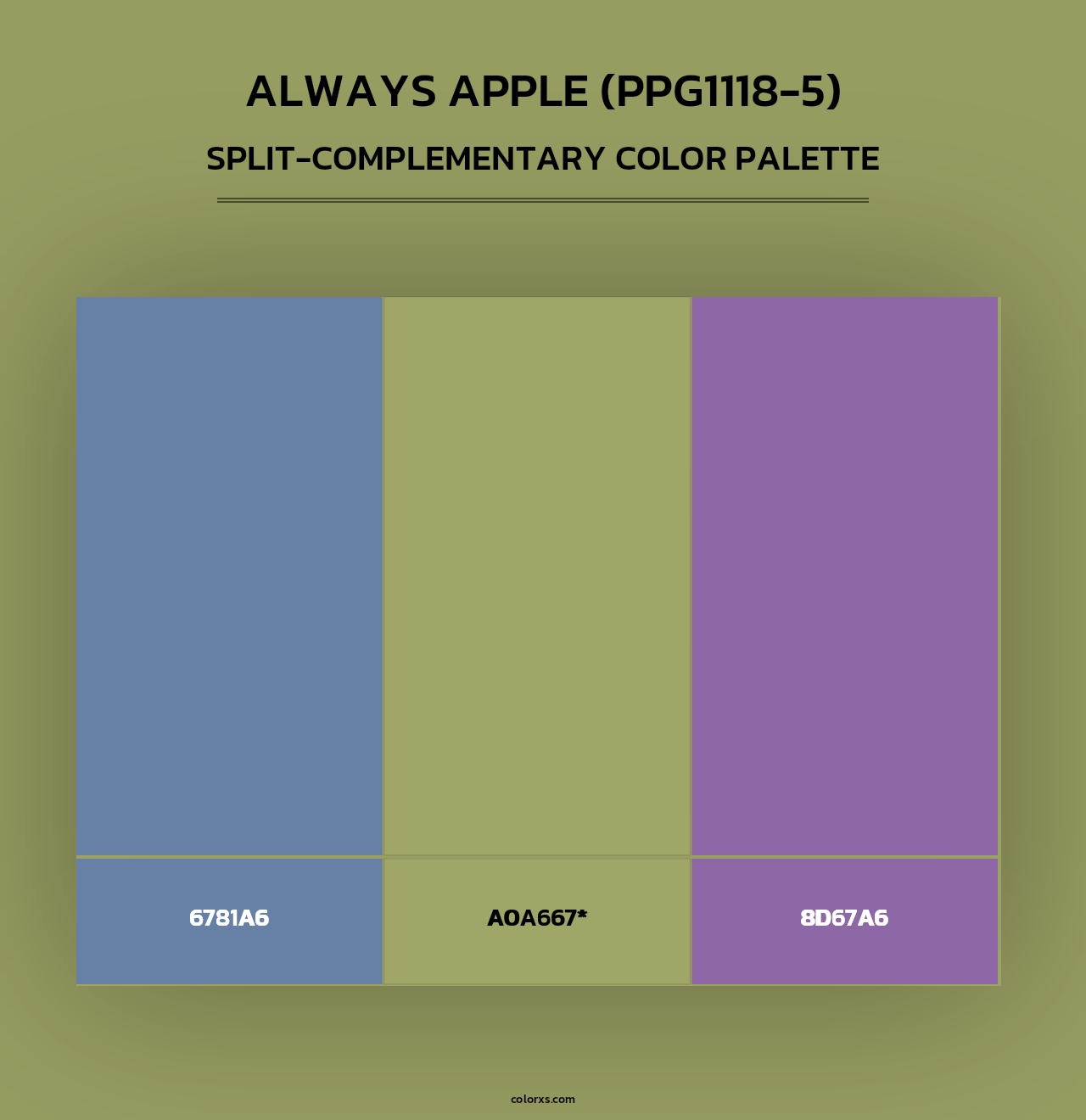Always Apple (PPG1118-5) - Split-Complementary Color Palette