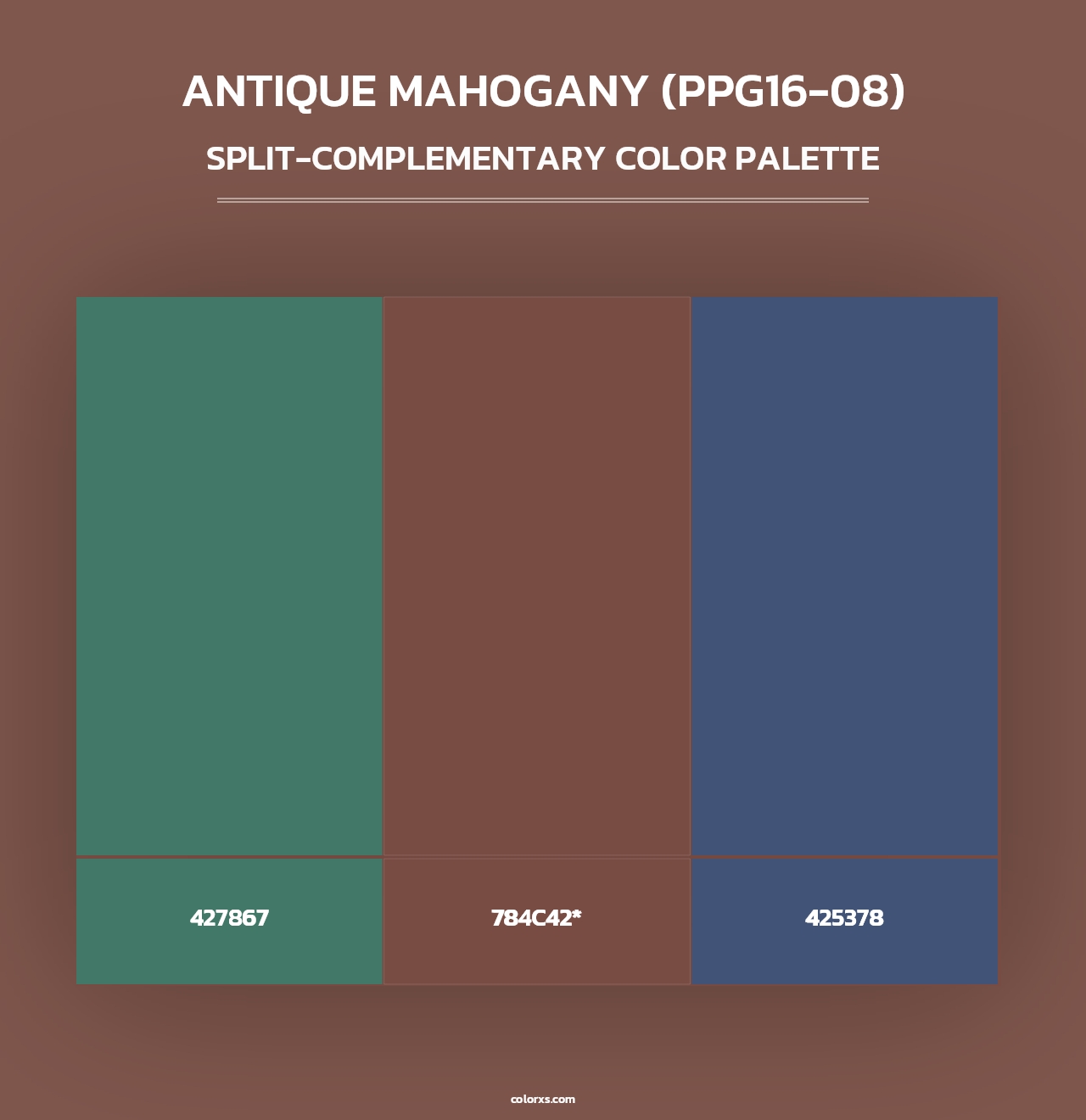 Antique Mahogany (PPG16-08) - Split-Complementary Color Palette
