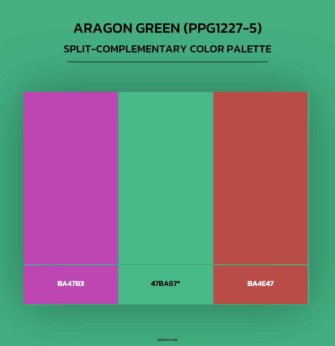 Aragon Green (PPG1227-5) - Split-Complementary Color Palette